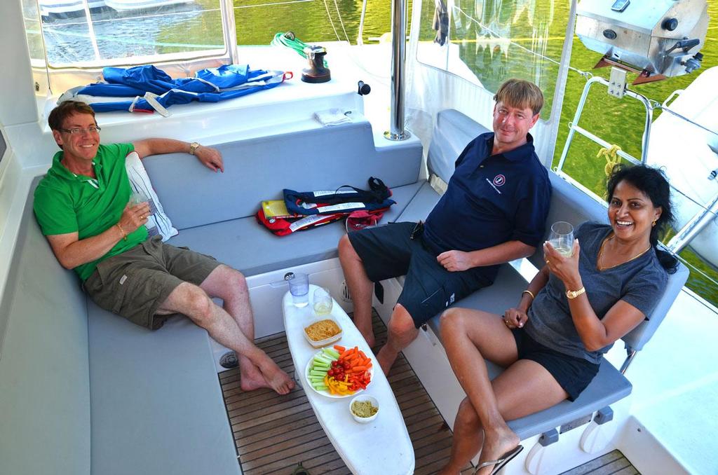 Relaxing in the aft cockpit © Kathy Mak